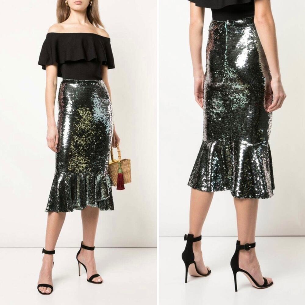 Sachin & Babi Talullah Midi Skirt in Sage Green Sequin Women's Size 20